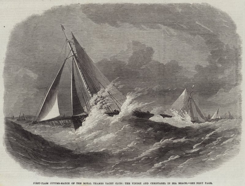 First-Class Cutter-Match of the Royal Thames Yacht Club, the Vindex and Christabel in Sea Reach by Edwin Weedon