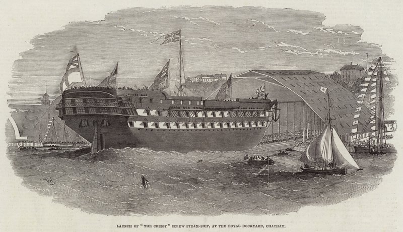 Launch of The Cressy Screw Steam-Ship, at the Royal Dockyard, Chatham by Edwin Weedon