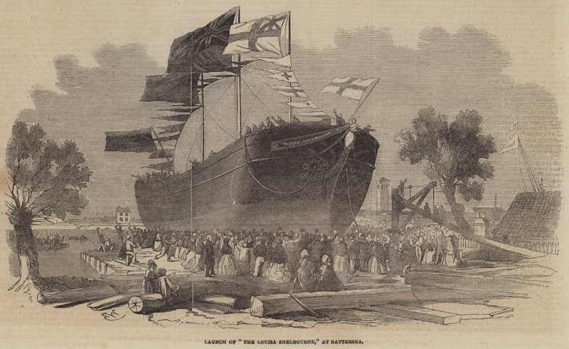 Launch of The Louisa Shelbourne, at Battersea by Edwin Weedon