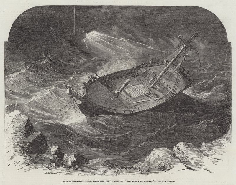 Lyceum Theatre, Scene from the New Drama of The Chain of Events, the Shipwreck by Edwin Weedon