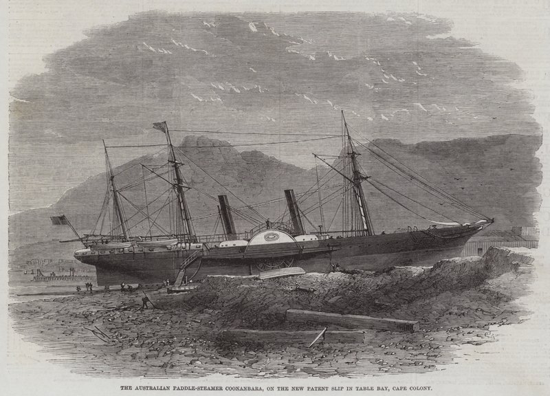 The Australian Paddle-Steamer Coonanbara, on the New Patent Slip in Table Bay, Cape Colony by Edwin Weedon