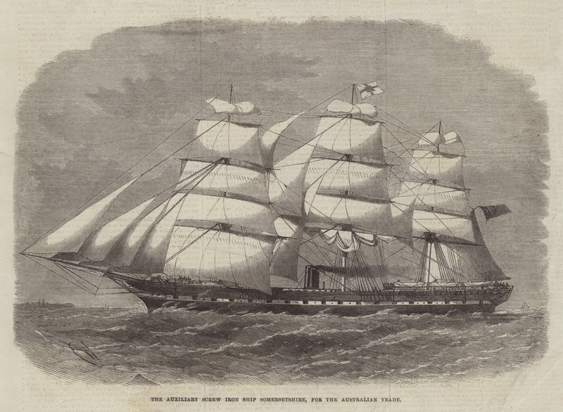 The Auxiliary Screw Iron Ship Somersetshire, for the Australian Trade by Edwin Weedon