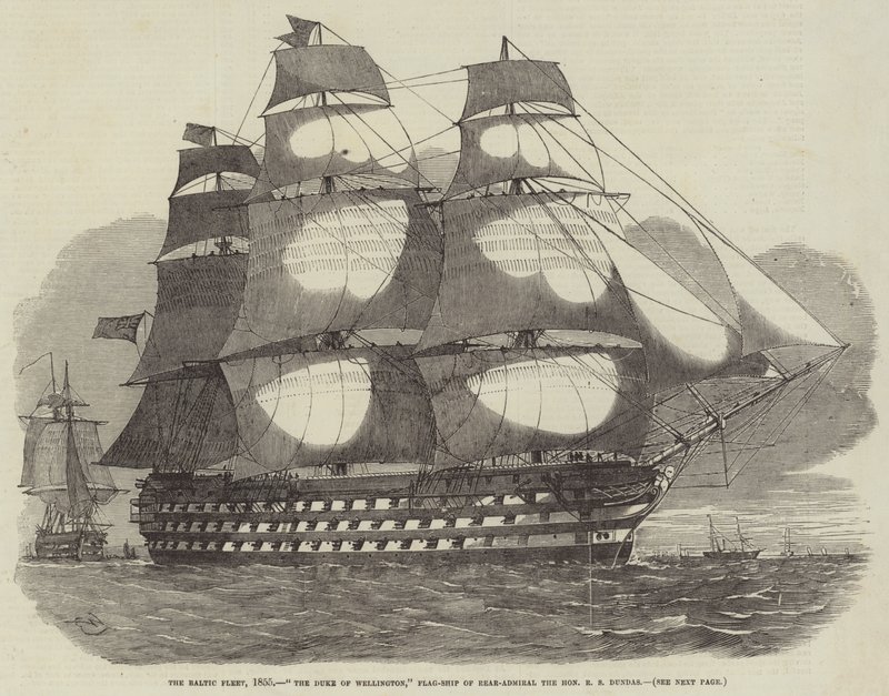 The Baltic Fleet, The Duke of Wellington, Flag-Ship of Rear-Admiral the Honourable R S Dundas by Edwin Weedon