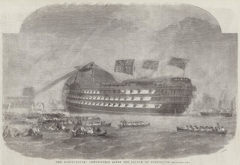 The Marlborough, Immediately After the Launch, at Portsmouth by Edwin Weedon