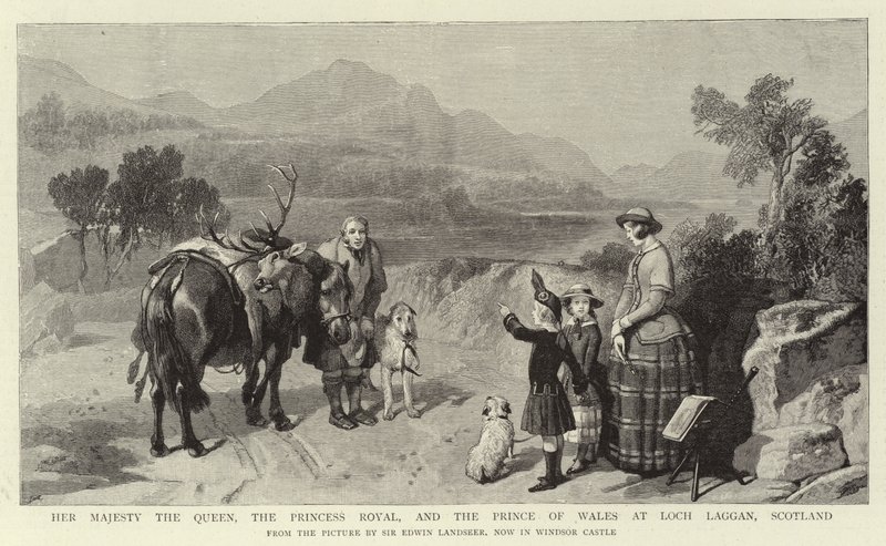 Her Majesty The Queen, the Princess Royal, and the Prince of Wales at Loch Laggan, Scotland by Edwin Landseer