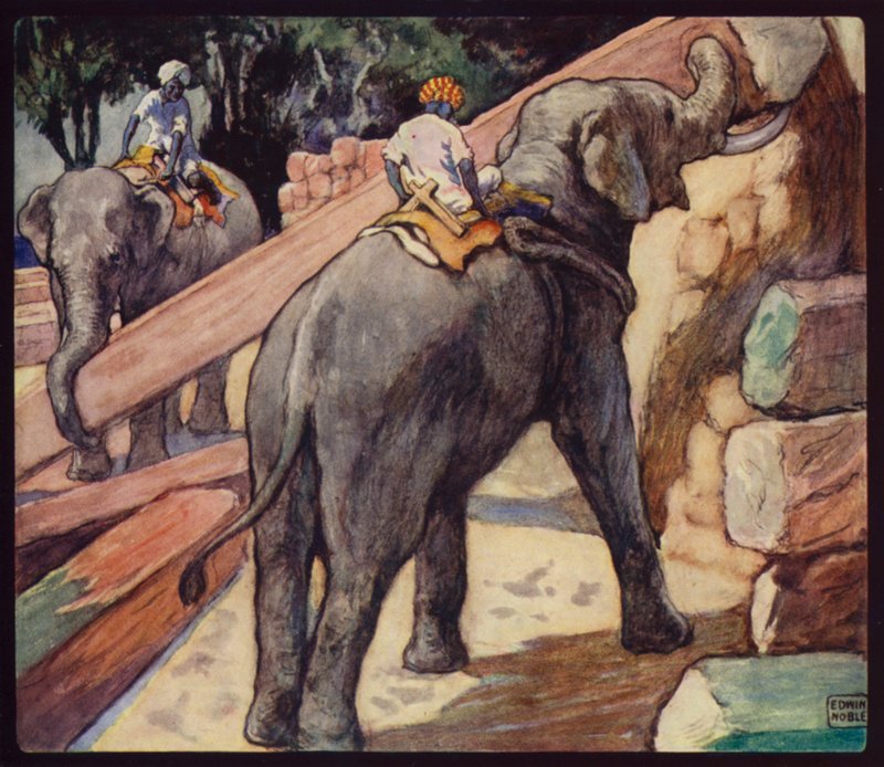 Elephants Piling Teak by Edwin Noble