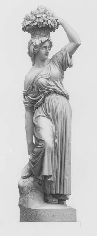 The Fruit-Gatherer (engraved by E Roffe from the statue by E Wolff) by Edwin Roffe