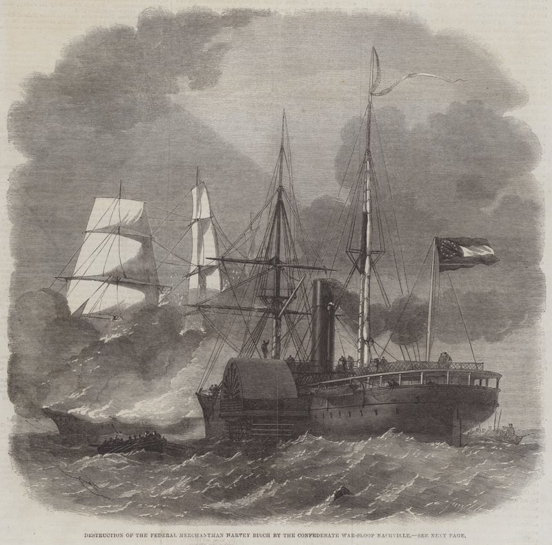 Destruction of the Federal Merchantman Harvey Birch by the Confederate War-Sloop Nashville by Edwin Weedon