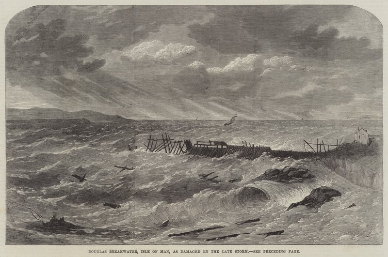 Douglas Breakwater, Isle of Man, as Damaged by the Late Storm by Edwin Weedon