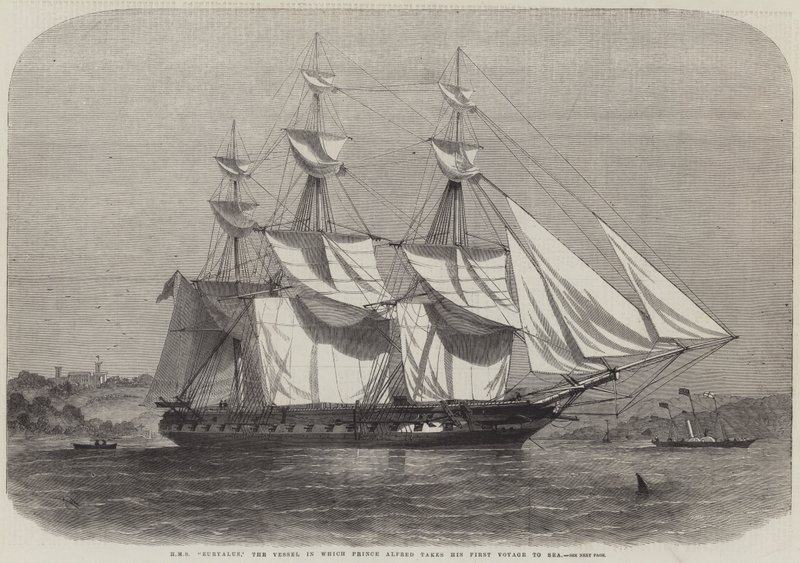 HMS Euryalus, the Vessel in which Prince Alfred takes his First Voyage to Sea by Edwin Weedon