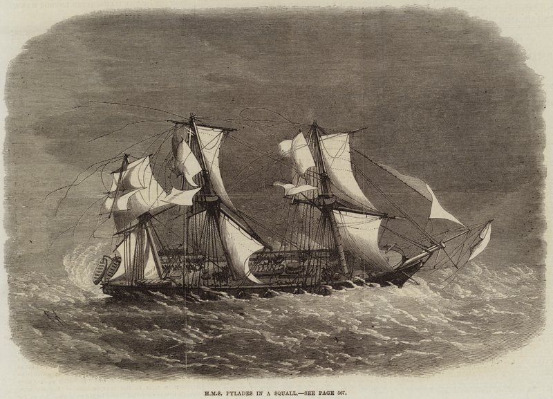 HMS Pylades in a Squall by Edwin Weedon