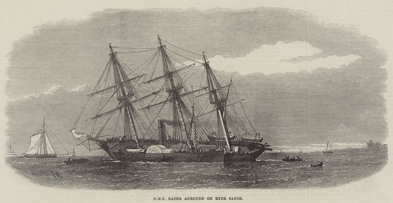 HMS Racer aground on Ryde Sands by Edwin Weedon