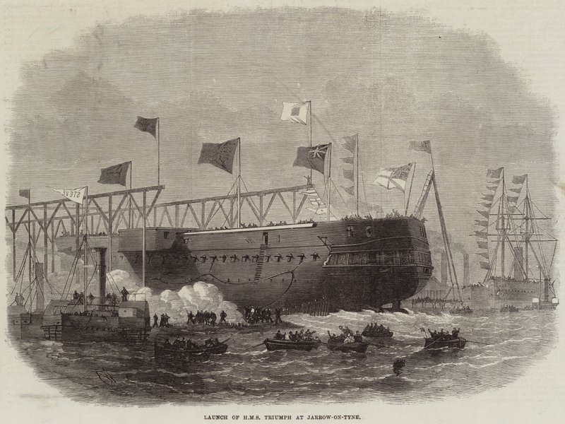 Launch of HMS Triumph at Jarrow-on-Tyne by Edwin Weedon