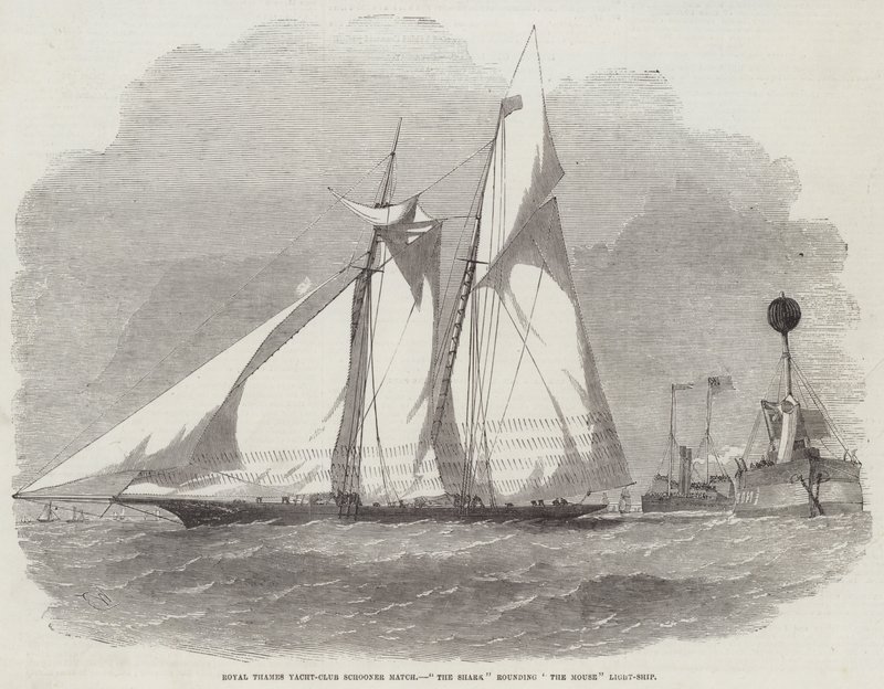 Royal Thames Yacht-Club Schooner Match, The Shark Rounding The Mouse Light-Ship by Edwin Weedon