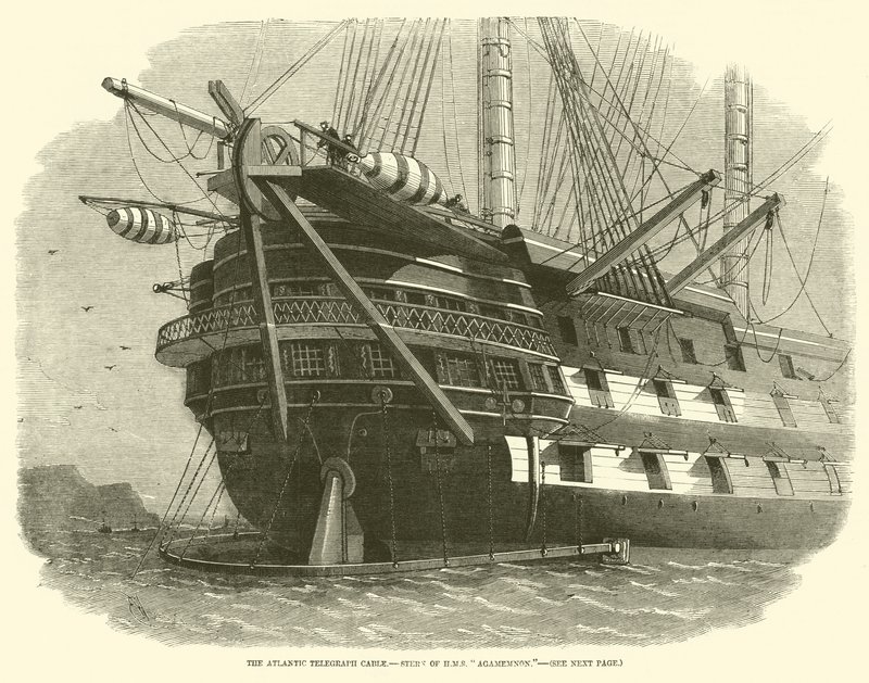 The Atlantic Telegraph Cable, Stern of HMS Agamemnon by Edwin Weedon