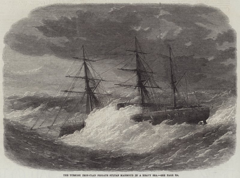 The Turkish Iron-Clad Frigate Sultan Mahmoud in a Heavy Sea by Edwin Weedon