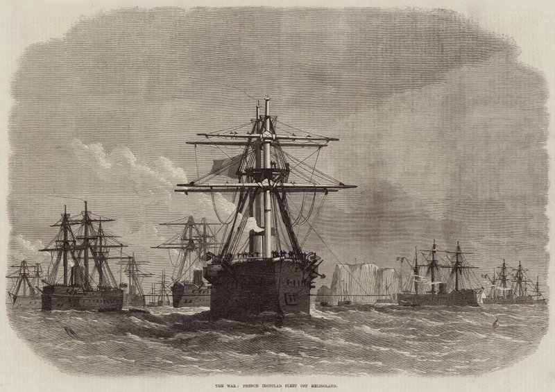 The War, French Ironclad Fleet off Heligoland by Edwin Weedon
