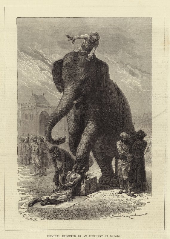 Criminal Executed by an Elephant at Baroda by Emile Antoine Bayard