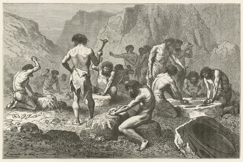The First Workshop of Human Industry, or the Workshop for Making and Polishing Flint at Pressigny by Emile Antoine Bayard