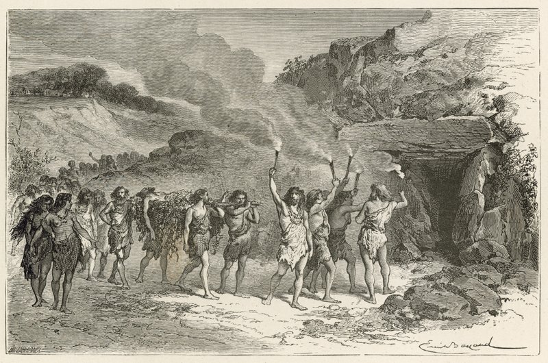 A Funeral Ceremony in the Age of the Reindeer by Emile Antoine Bayard