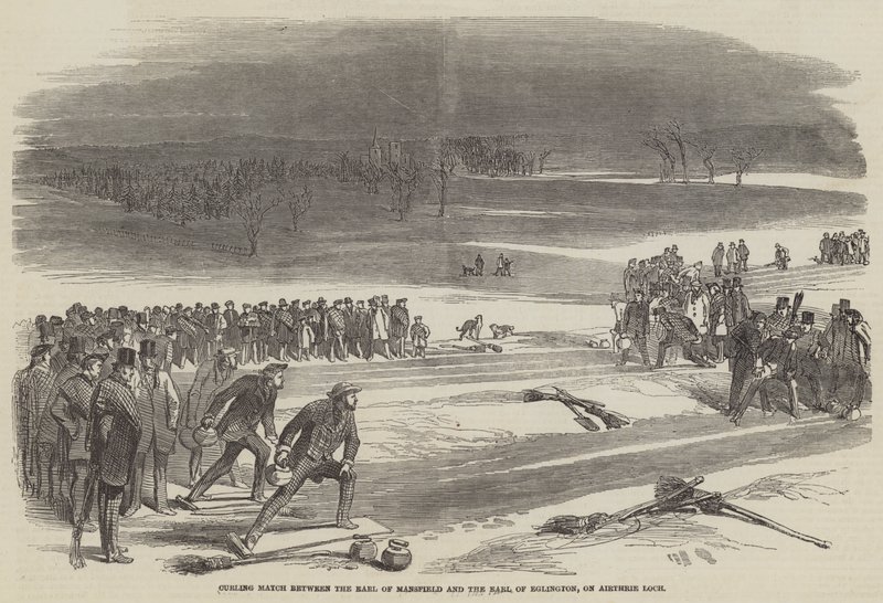 Curling Match Between the Earl of Mansfield and the Earl of Eglington, on Airthrie Loch by English School
