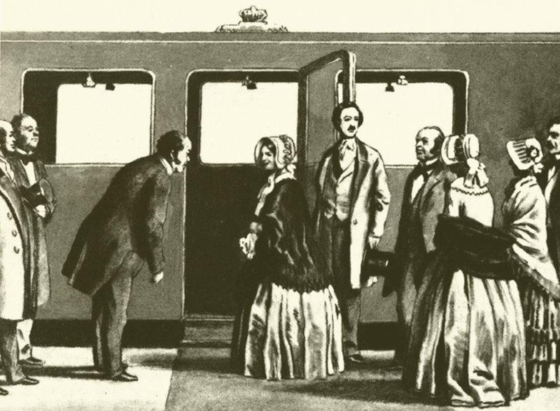 George Hudson, the Railway King, bowing to Queen Victoria and Prince Albert by English School