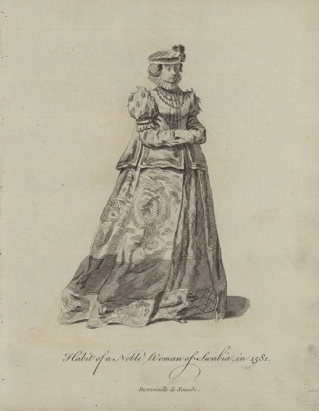Habit of a Noble Woman of Swabia in 1581 by English School