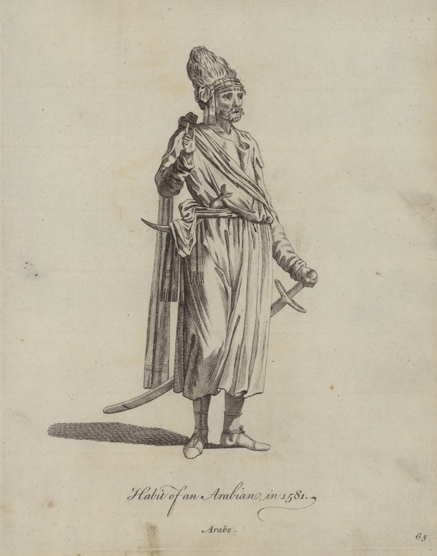 Habit of an Arabian in 1581 by English School