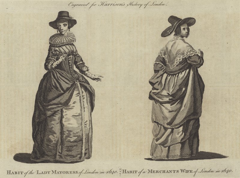 Habit of the Lady Mayoress of London and Habit of a Merchant