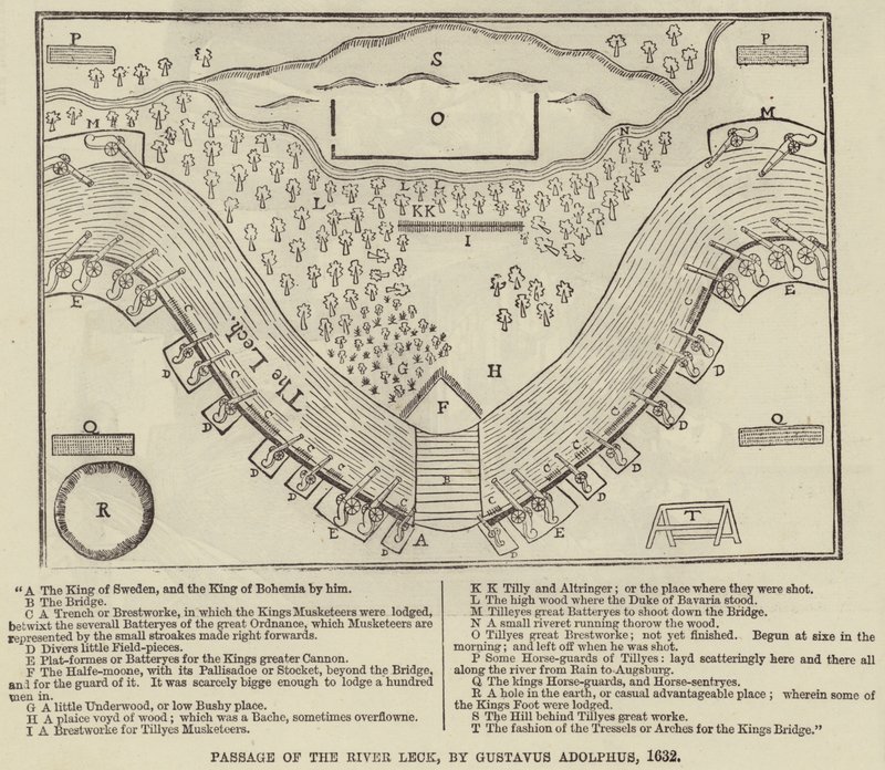 Passage of the River Leck by Gustavus Adolphus by English School