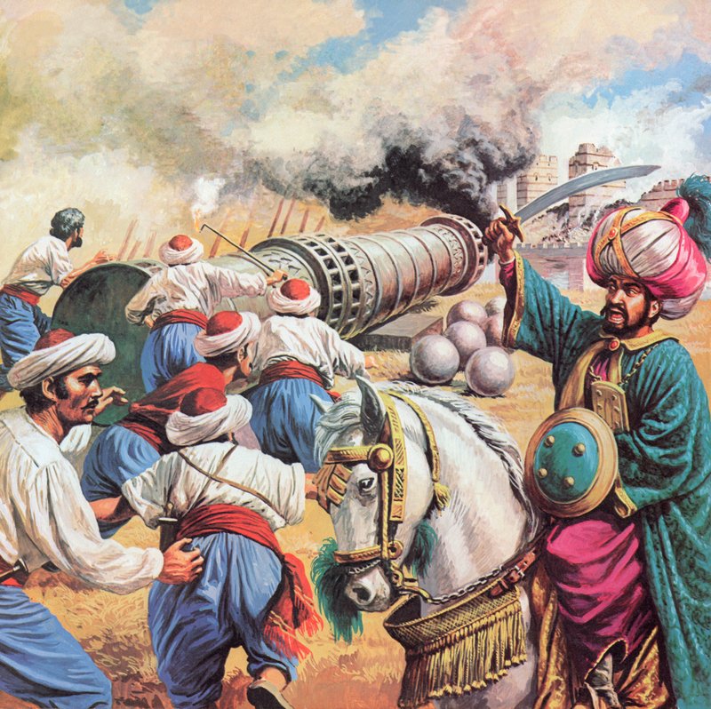 Sultan Mehmed besieging Constantinople, 1453 by English School