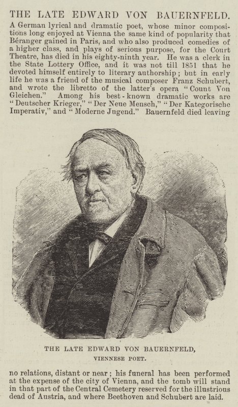 The Late Edward von Bauernfeld, Viennese Poet by English School