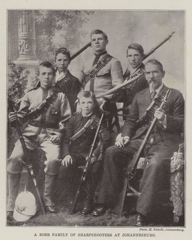 A Boer Family of Sharpshooters at Johannesburg by English Photographer