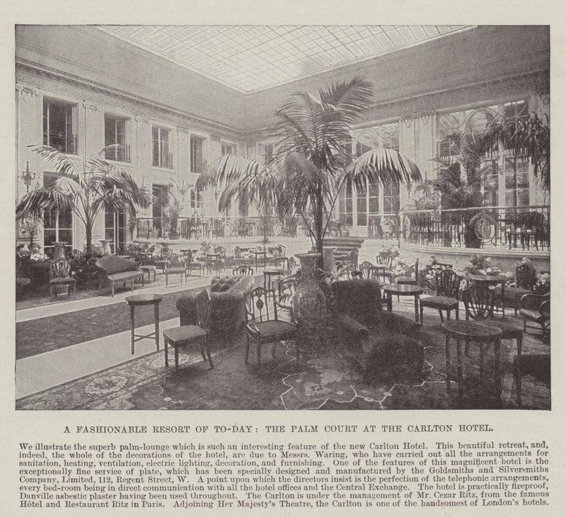 A Fashionable Resort of Today, the Palm Court at the Carlton Hotel by English Photographer