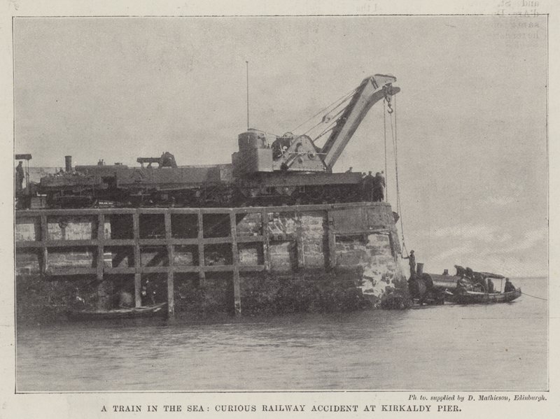 A Train in the Sea, Curious Railway Accident at Kirkaldy Pier by English Photographer