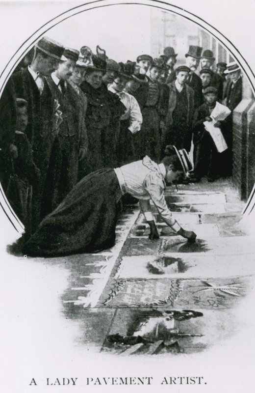 A lady pavement artist about the time of Edward VII