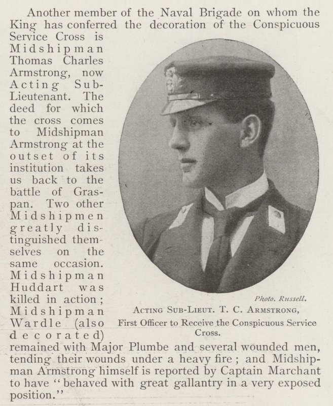Acting Sub-Lieutenant T C Armstrong, First Officer to receive the Conspicuous Service Cross by English Photographer