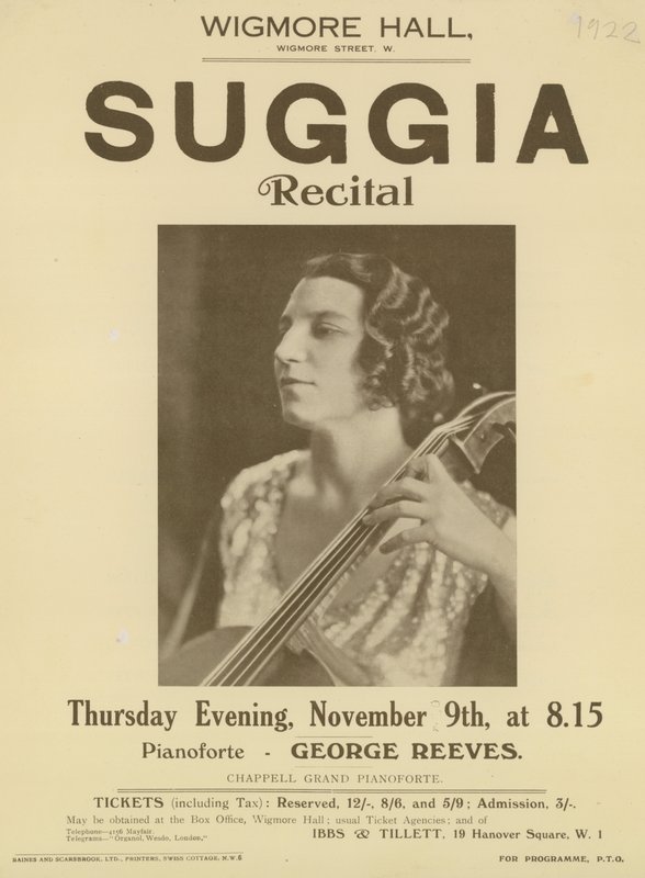 Advert for a Suggia recital at Wigmore Hall by English Photographer