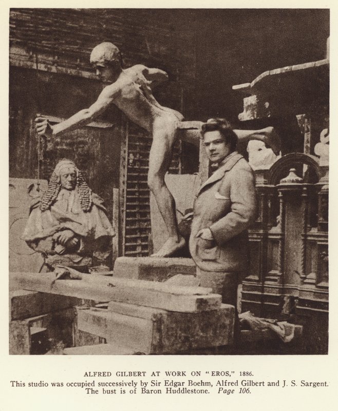 Alfred Gilbert, English Sculptor at Work on Eros by English Photographer