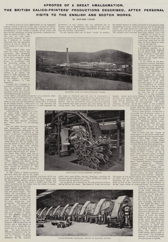 Apropos of a Great Amalgamation, the British Calico-Printers Productions described, after Personal Visits to the English and Scotch Works by English Photographer