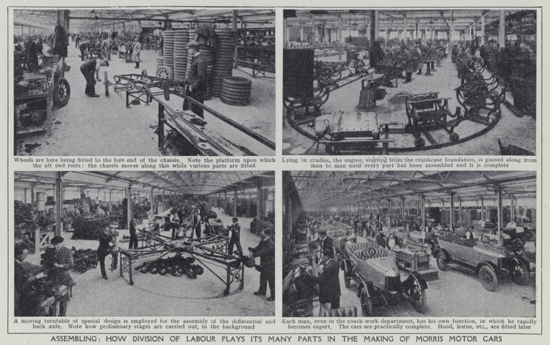 Assembling, How division of labour plays its many parts in the making of Morris Motor Cars by English Photographer