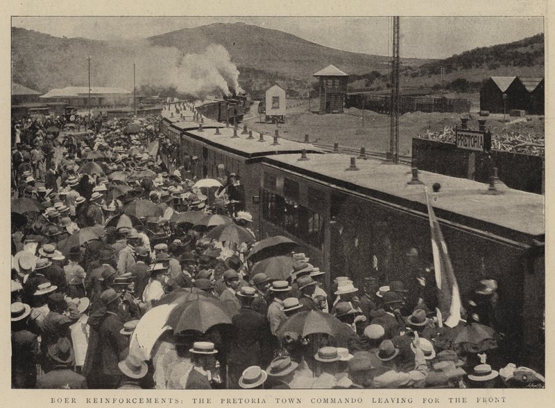 Boer Reinforcements, the Pretoria Town Commando leaving for the Front by English Photographer