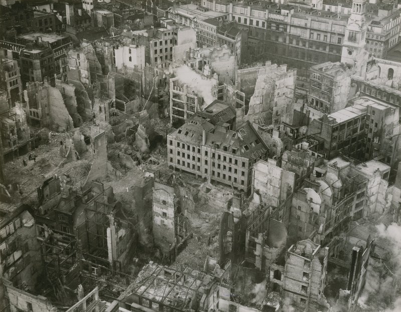 Bomb damage from the top of St Paul