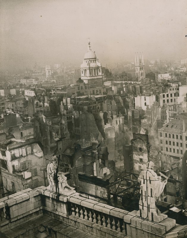 Bomb damage from the top of St Paul