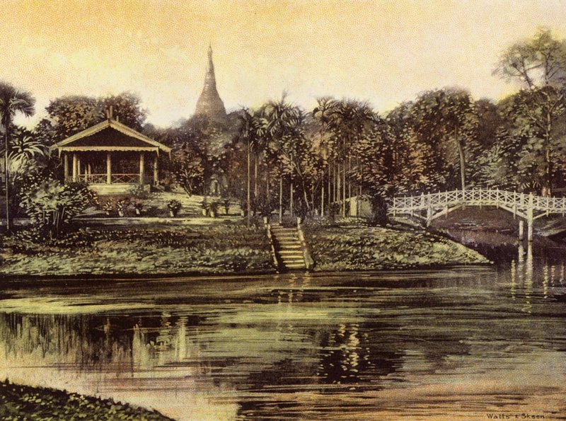 Burmah / Myanmar: The Pagoda from the Cantonment Gardens by English Photographer