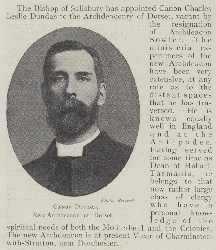 Canon Dundas, New Archdeacon of Dorset by English Photographer