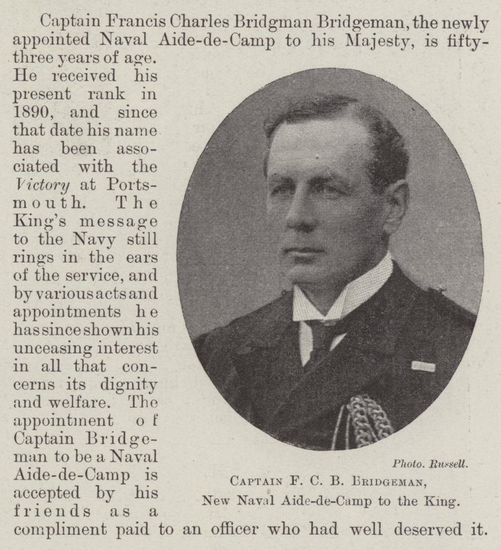 Captain F C B Bridgeman, New Naval Aide-de-Camp to the King by English Photographer