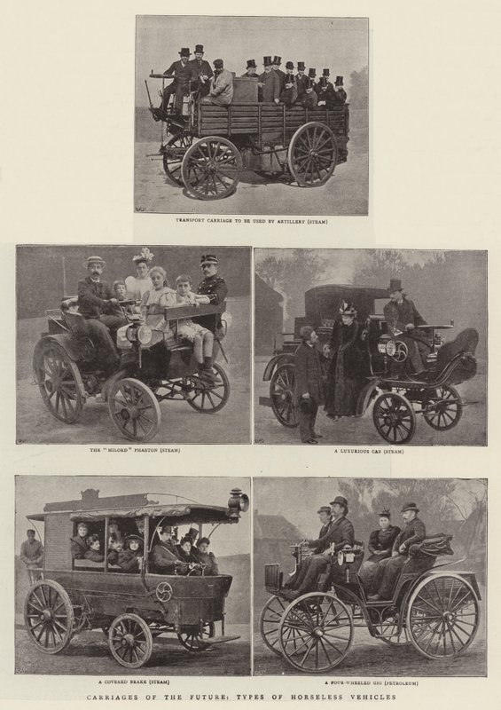 Carriages of the Future, Types of the Horseless Vehicles by English Photographer