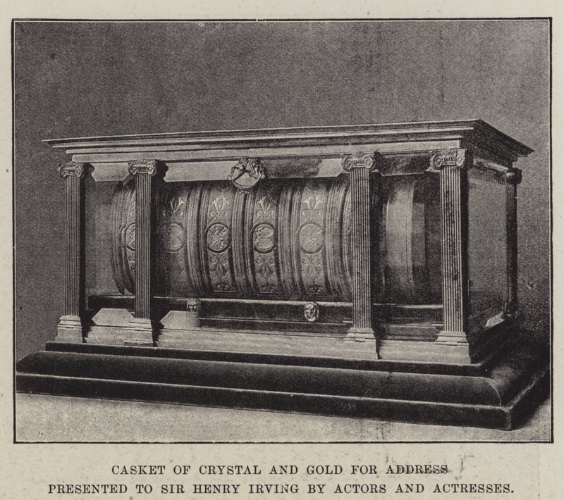 Casket of Crystal and Gold for Address presented to Sir Henry Irving by Actors and Actresses by English Photographer