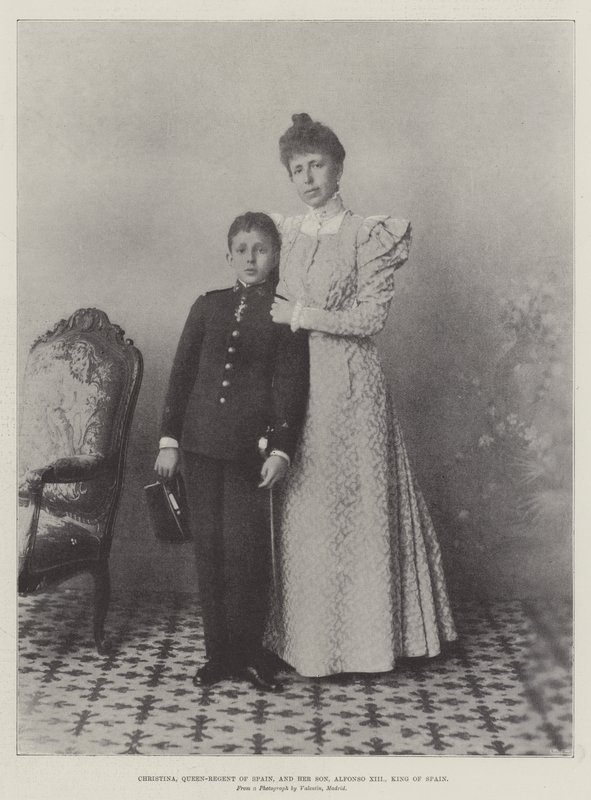 Christina, Queen-Regent of Spain, and her Son, Alfonso XIII, King of Spain by English Photographer